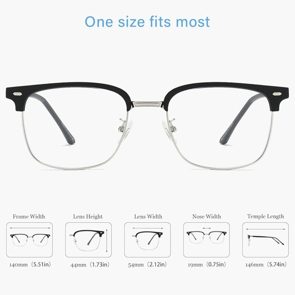 Blue Light Blocking Anti Eyestrain Lens Eyeglasses Semi Rimless Silver - Picture 4 of 6